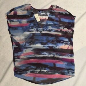 New Guess Multicolor Chiffon Summer Top Blouse 0 XS